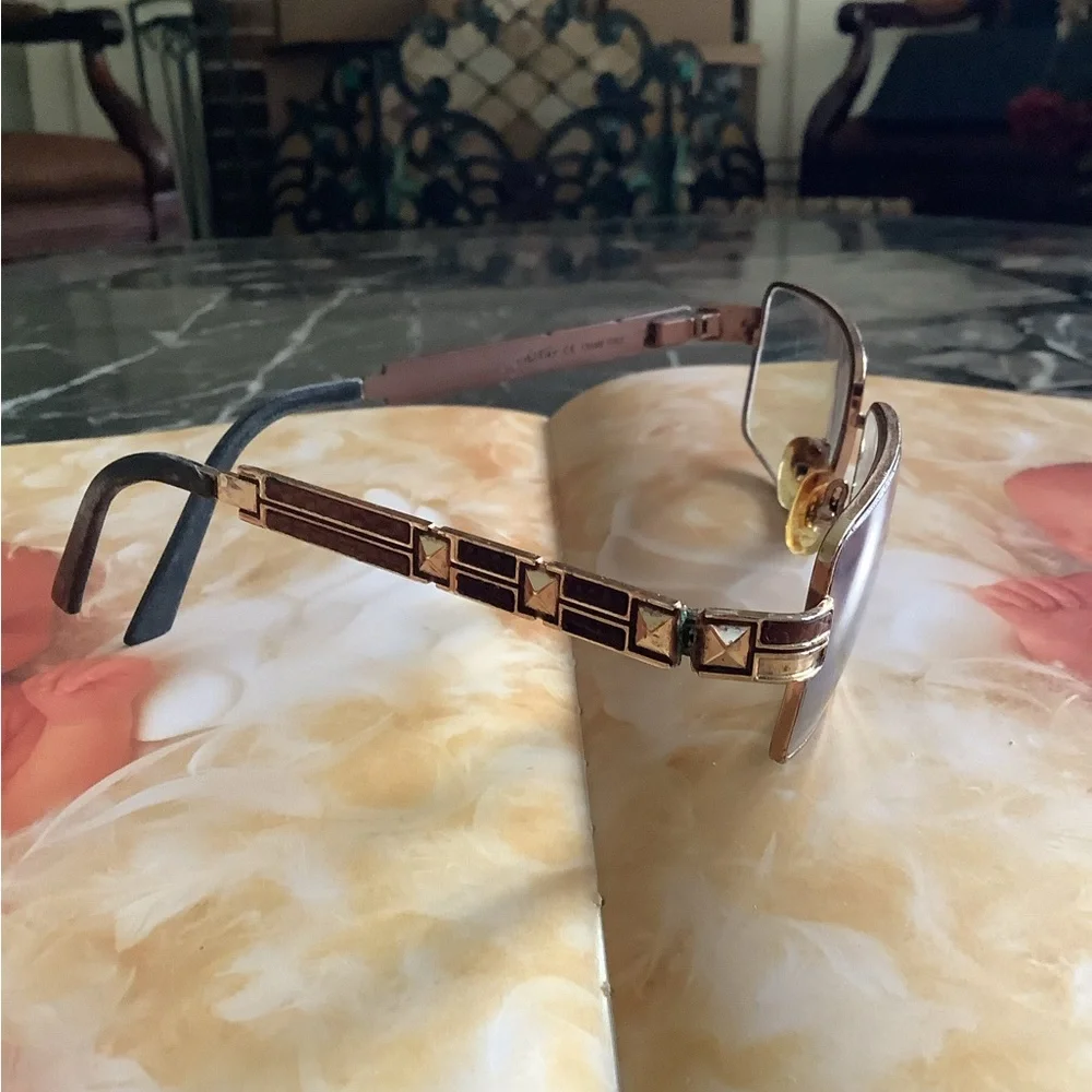 Caviar 4868 rectangle gold frame stud design Italian made eyeglass frame unisex